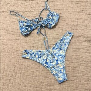 Kulani Kinis Floral Blue and Yellow Bikini Set